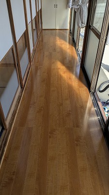 筑西市M様邸　廊下　床張り替え　檜縁甲板→東洋テックスAA 施工後写真